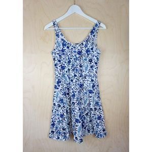 H&M White Dress with Blue Floral Print